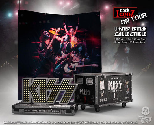 Kiss Rock Ikonz On Tour Road Case Statue + Stage Backdrop Set Alive! Tour Statues