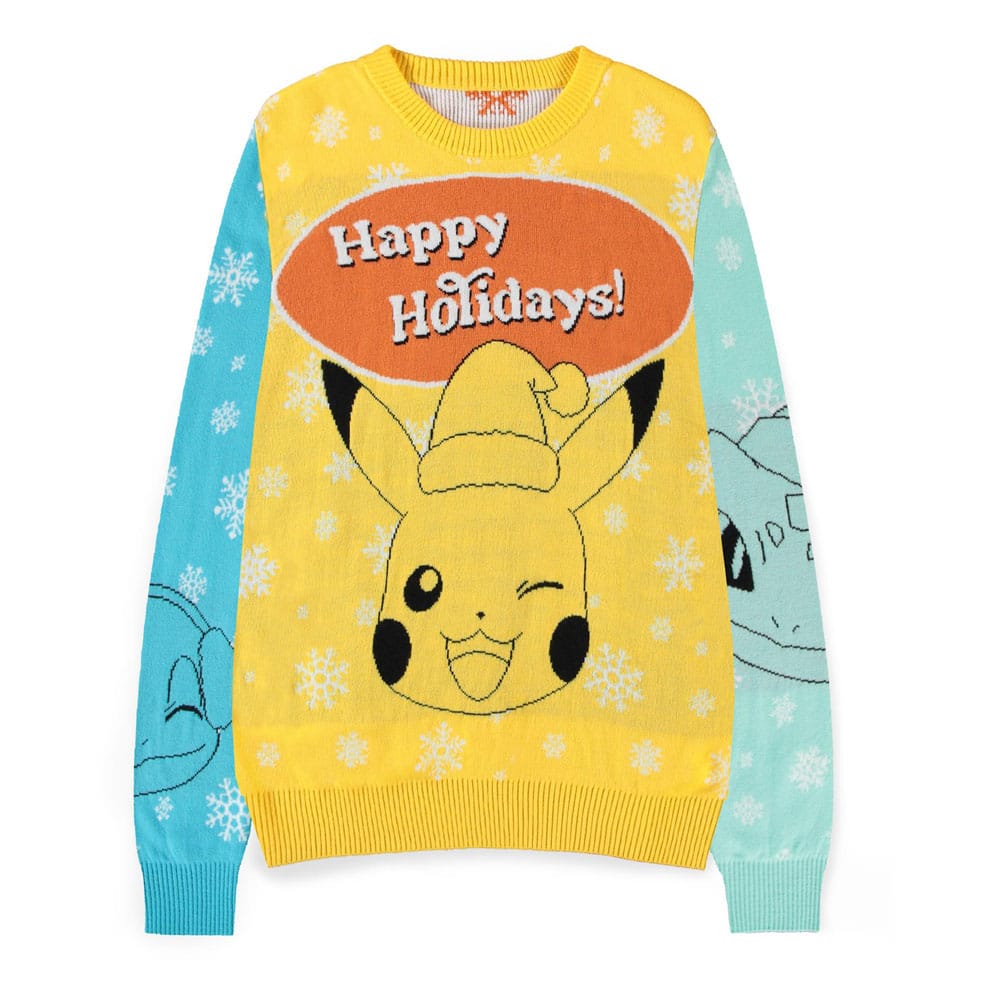 Pokémon Sweater Pikachu, Bulbasaur, Squirtle & Charmender (Christmas Jumper) Size L Difuzed