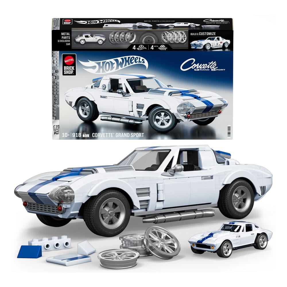 Mattel Brick Shop Hot Wheels Elite Series Building Set 1/16 Corvette Grand Sport