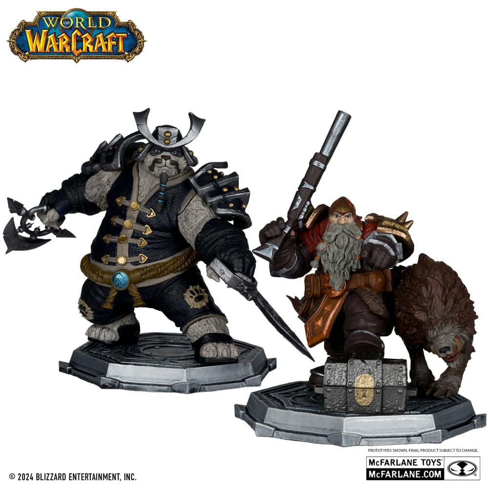 World of Warcraft PVC Statue 2-Pack 1/12 Dwarf Hunter: Beast Master & Pandaren: Monk (Gold Label) 15 cm Statues