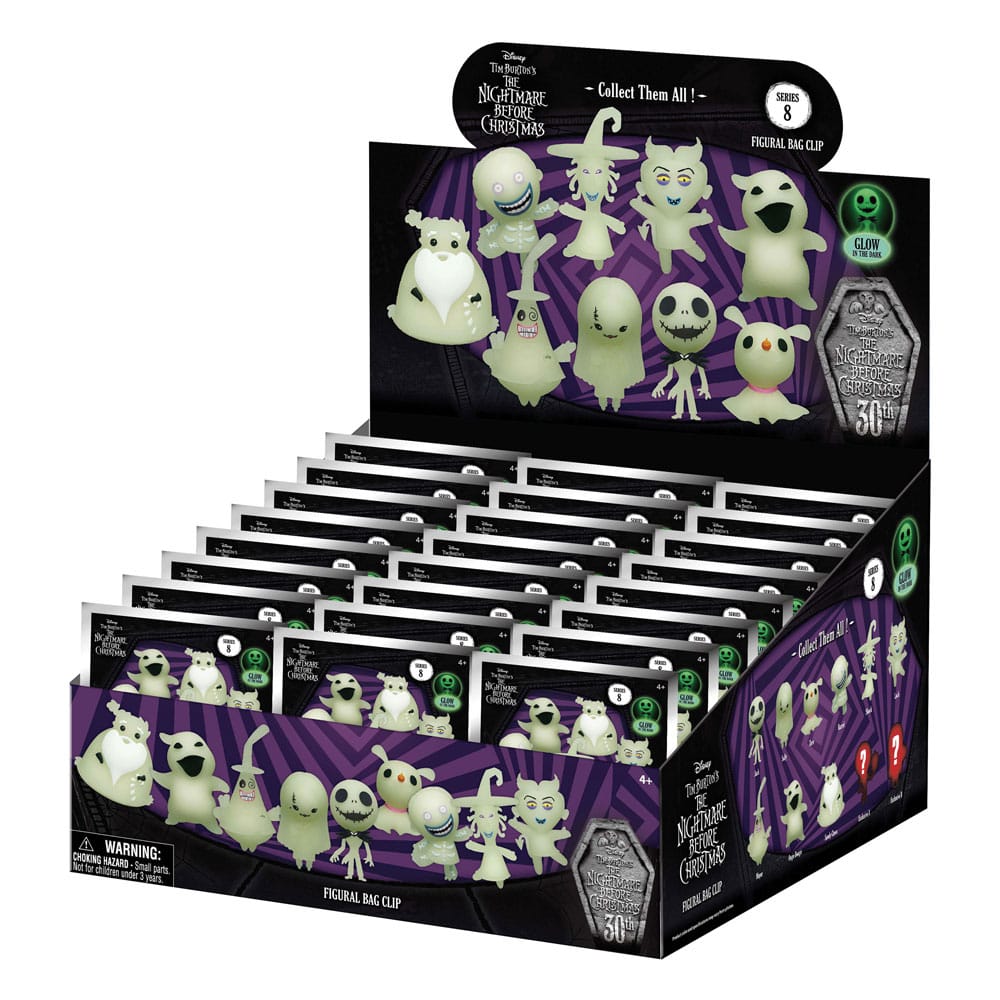 Nightmare Before Christmas 3D PVC Bag Clips Glow in the Dark Series 8 Display (24) Keyrings