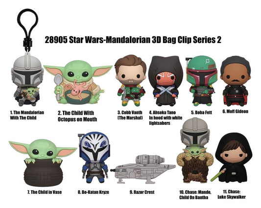 Star Wars Mandalorian 3D Foam Bag Clips Series 2 Display (24)