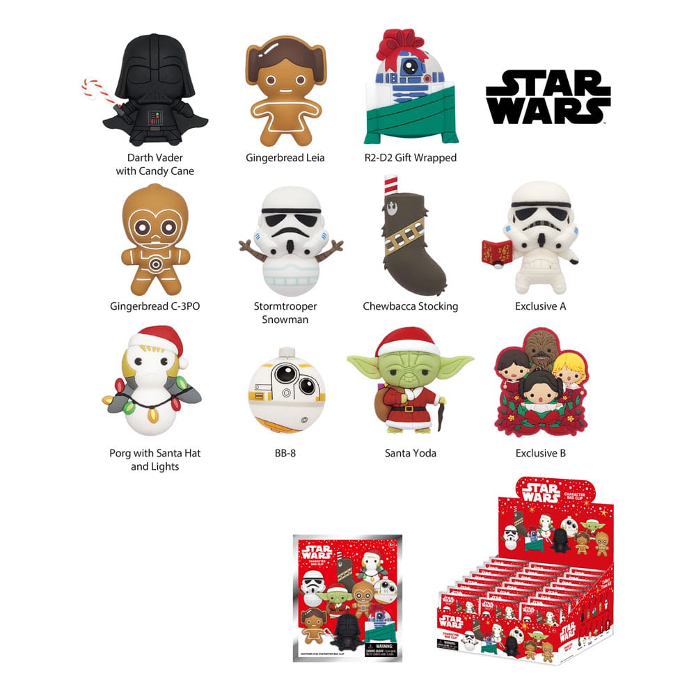 Star Wars 3D PVC Bag Clips Star Wars Christmas Series 1 Display (24) Monogram Int.