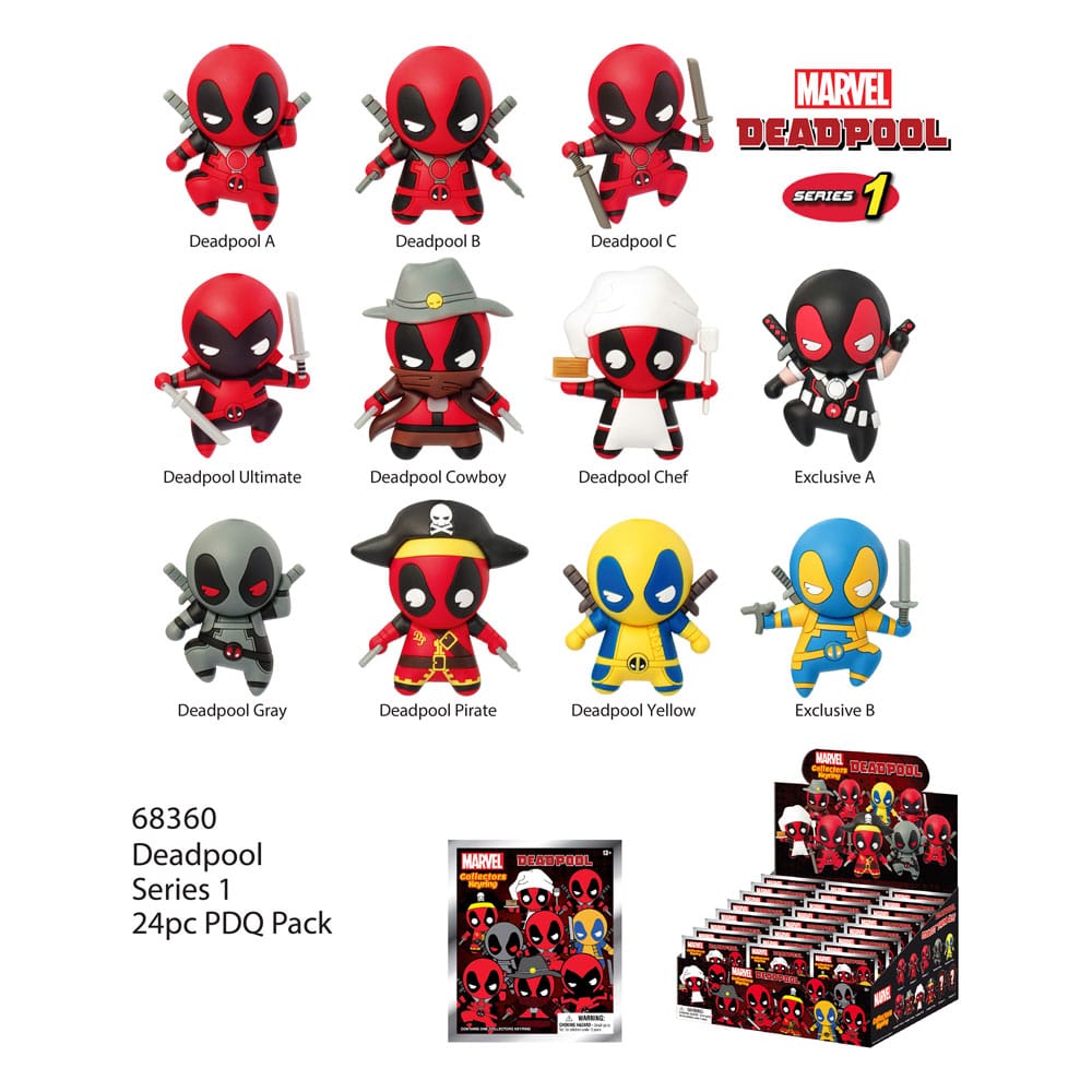 Deadpool PVC Bag Clips Series 1 Display (24) - FanofThings.co.uk
