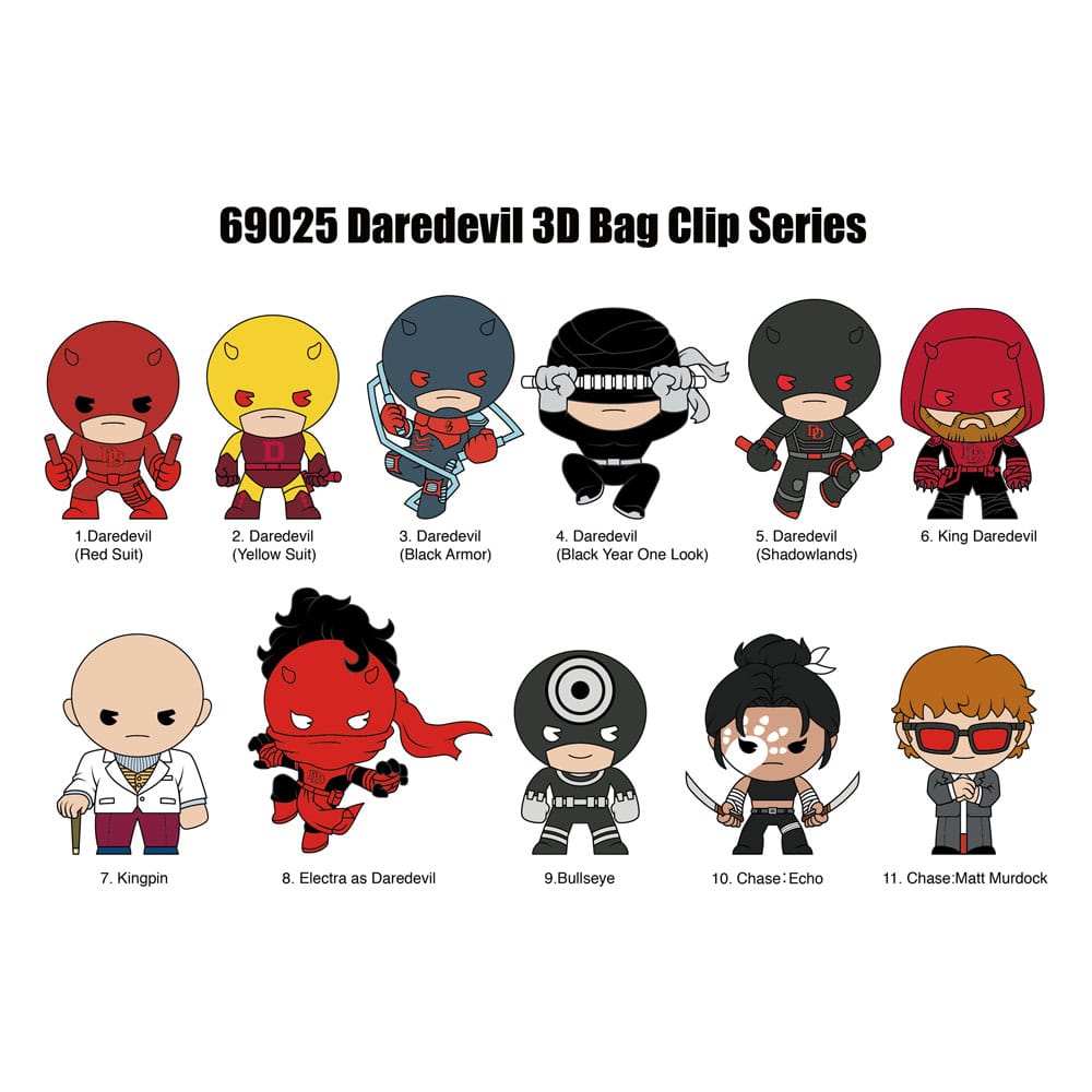 Daredevil 3D PVC Bag Clips Classic Display (24) Monogram Int.