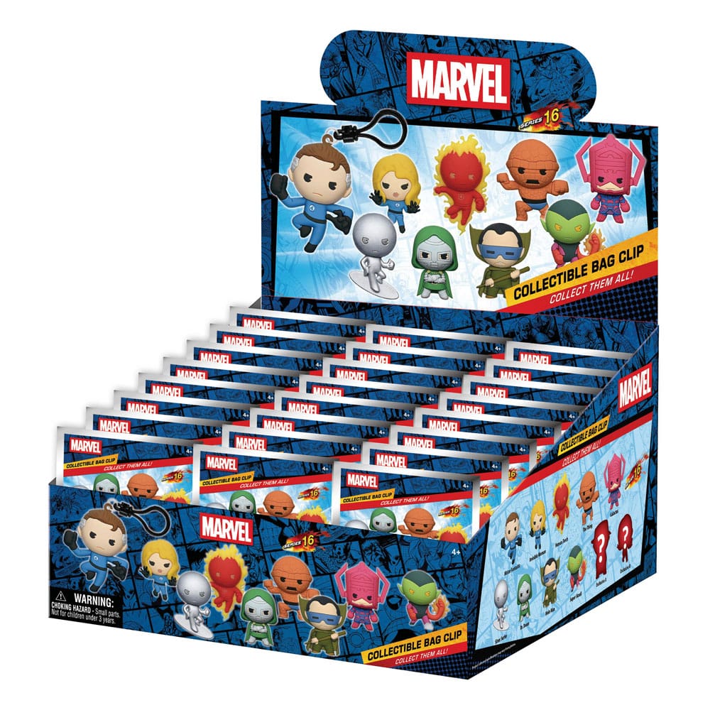 Fantastic Four 3D Foam Bag Clips Display (24) Keyrings,Blind Boxes