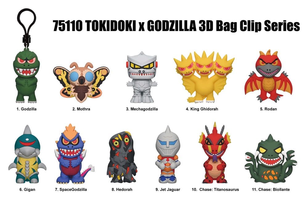 Tokidoki x Godzilla 3D Foam Bag Clips Display (24) Monogram Int.