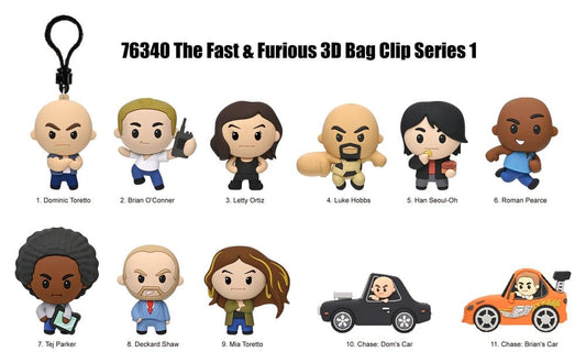 Fast & Furious 25th Anniversary 3D PVC Bag Clips Series 1 Blind Bag Display (24)