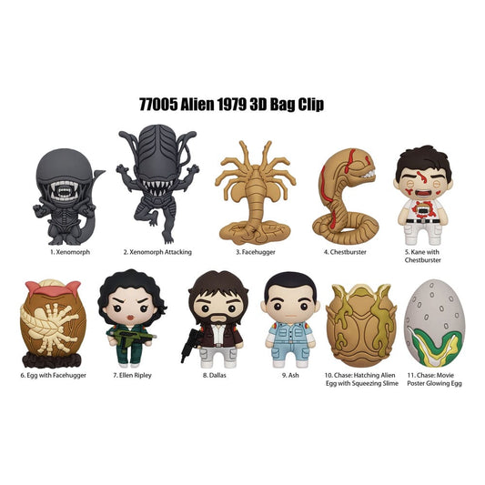 Alien 3D PVC Bag Clips  Series 1 Display (24) - FanofThings.co.uk