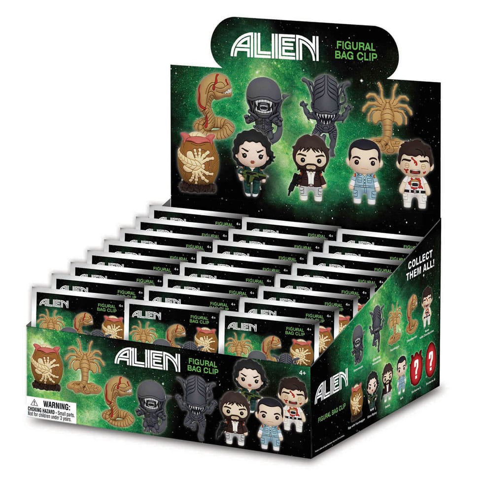 Alien 3D PVC Bag Clips  Series 1 Display (24) Monogram Int.