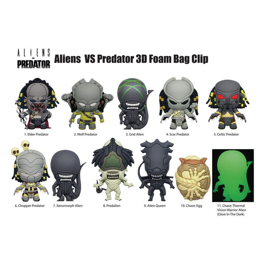 Alien vs. Predator 3D PVC Bag Clips Display (24) Keyrings