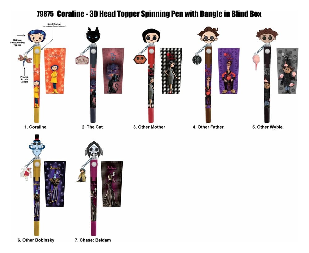 Coraline 3D Head Topper Spinning Pen Display (12) Monogram Int.