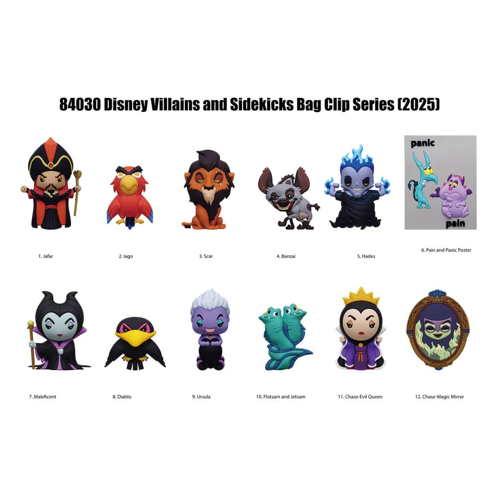 Disney 3D Foam Bag Clips Villains Series 4 Display (24) Monogram Int.