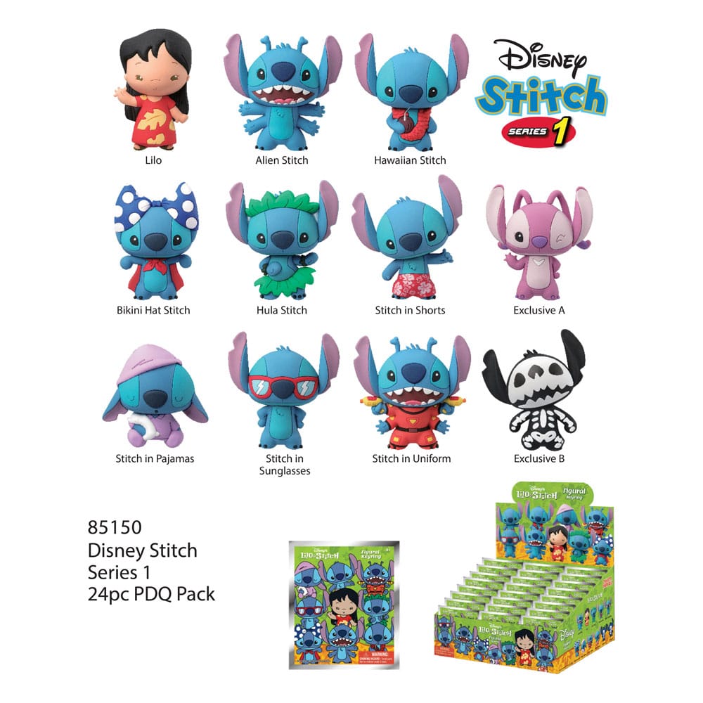 Lilo & Stitch 3D PVC Bag Clips Series 1 Display (24) Monogram Int.