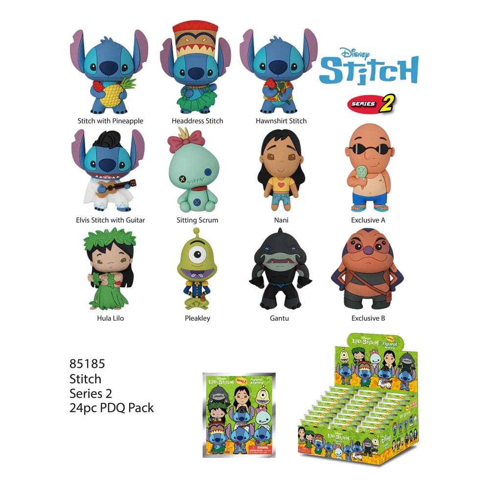Lilo & Stich 3D PVC Bag Clips Stich Series 2 Display (24) Monogram Int.