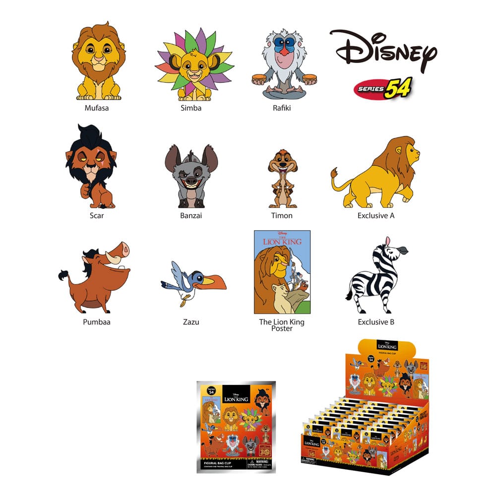 Disney 3D PVC Bag Clips The Lion King 30th Anniversary Display (24) Monogram Int.