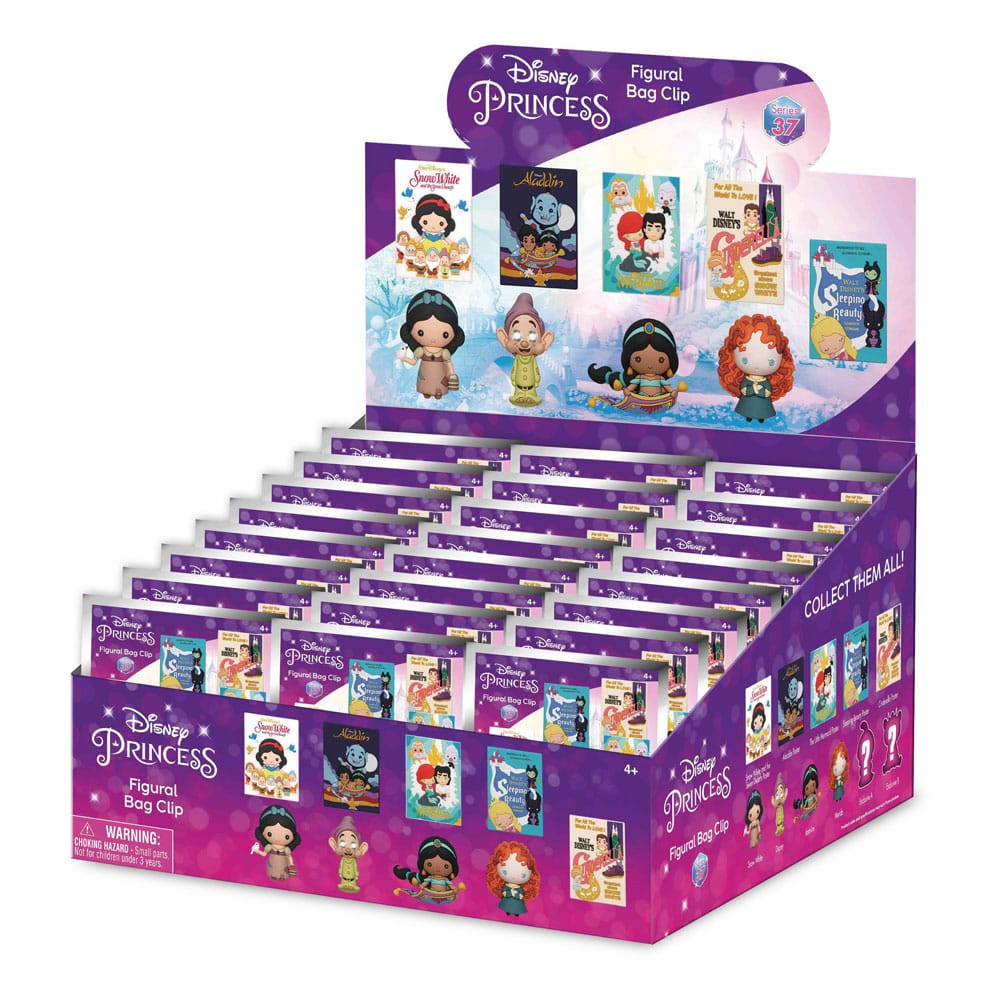 Disney 3D PVC Bag Clips Ultimate Princess Series 37 Display (24) Keyrings