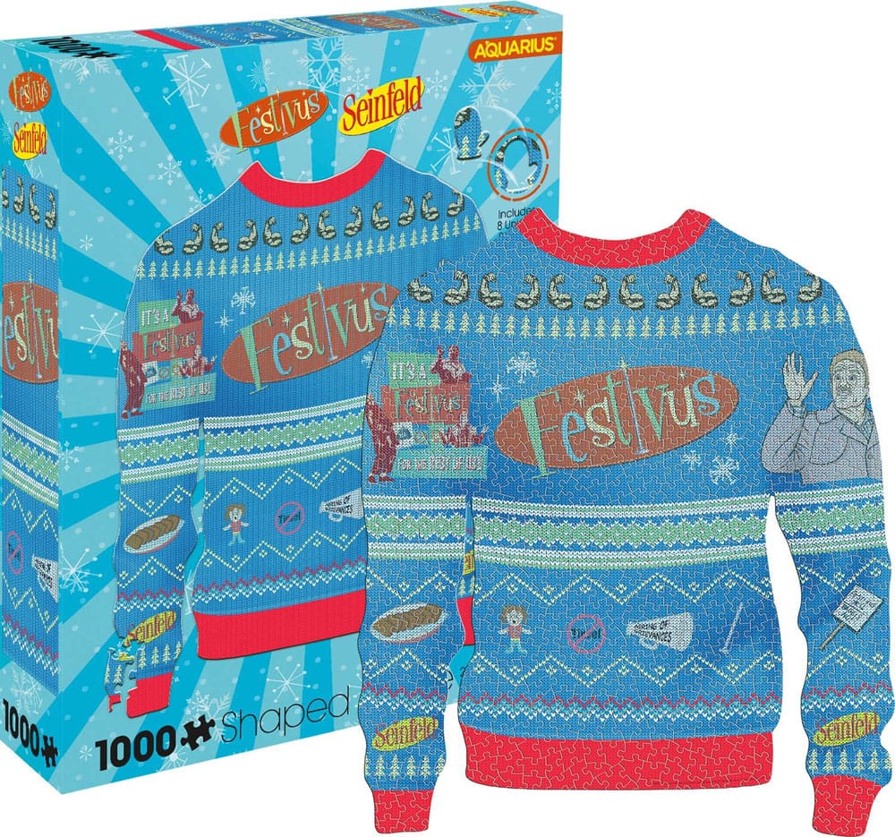Seinfeld: Festivus Ugly Christmas Sweater Shaped 1000 Piece Jigsaw Puzzle Puzzles