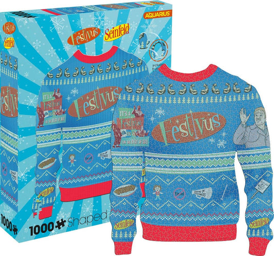 Seinfeld: Festivus Ugly Christmas Sweater Shaped 1000 Piece Jigsaw Puzzle Puzzles
