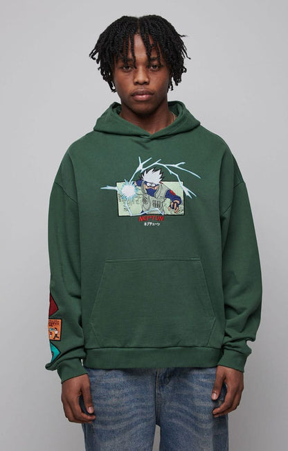 Naruto Shippuden Hooded Sweater Graphic Green Size L