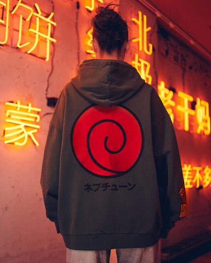 Naruto Shippuden Hooded Sweater Graphic Green Size L