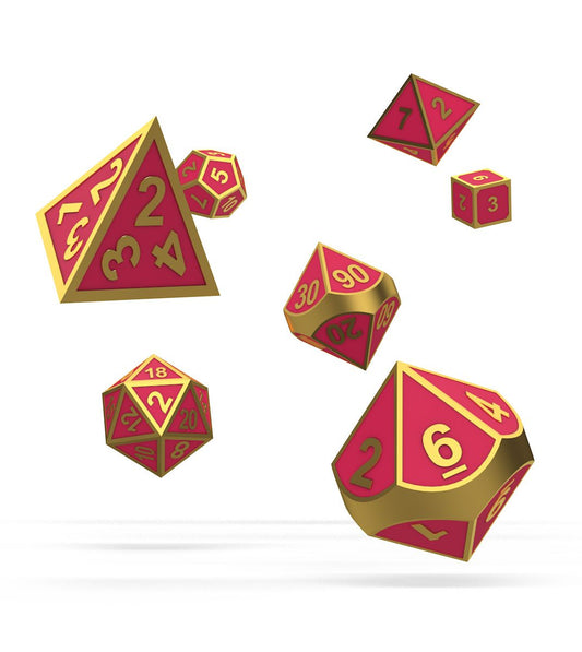 Oakie Doakie Dice RPG Set Metal Glow in the Dark - Golden Princess (7) Dice