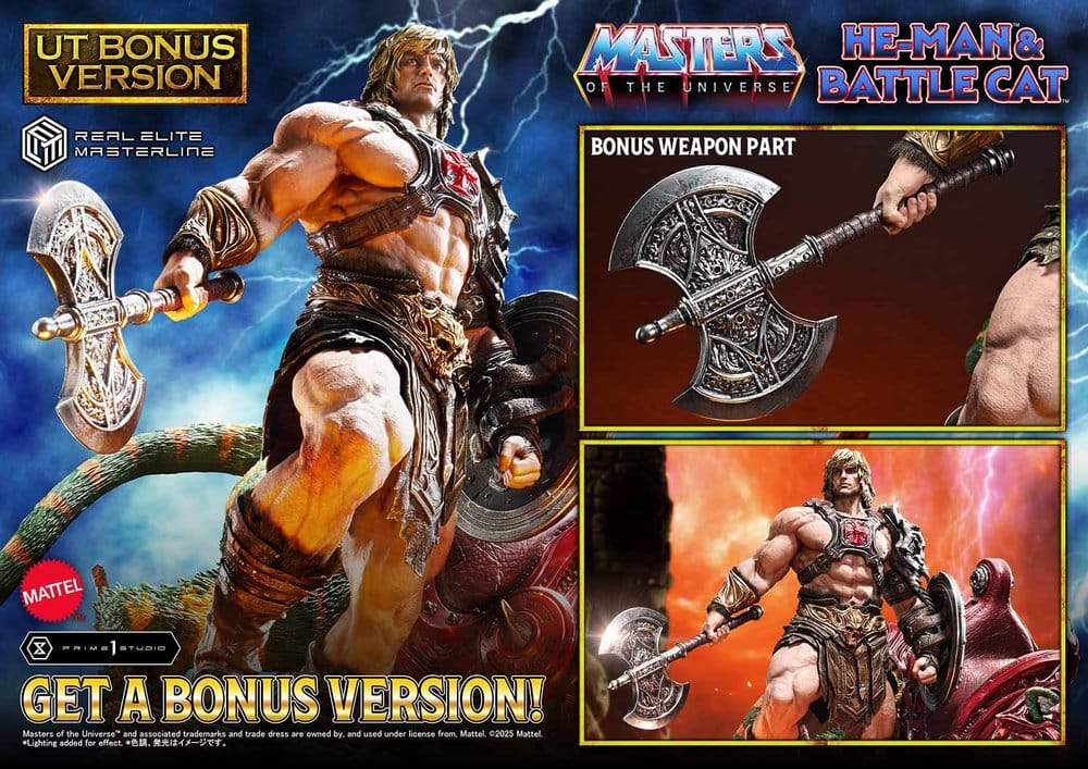 Masters of the Universe Real Elite Masterline Series Statue 1/4 He-Man & Battle Cat Ultimate Bonus Version 86 cm Prime 1 Studio