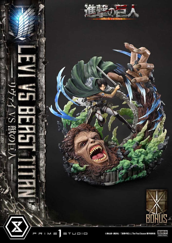 Attack on Titan Ultimate Premium Masterline Series Statue 1/4 Levi Versus Beast Titan Bonus Version 73 cm Statues