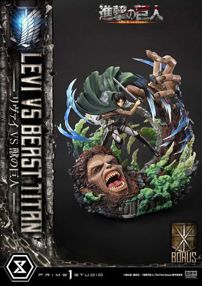 Attack on Titan Ultimate Premium Masterline Series Statue 1/4 Levi Versus Beast Titan Bonus Version 73 cm Statues