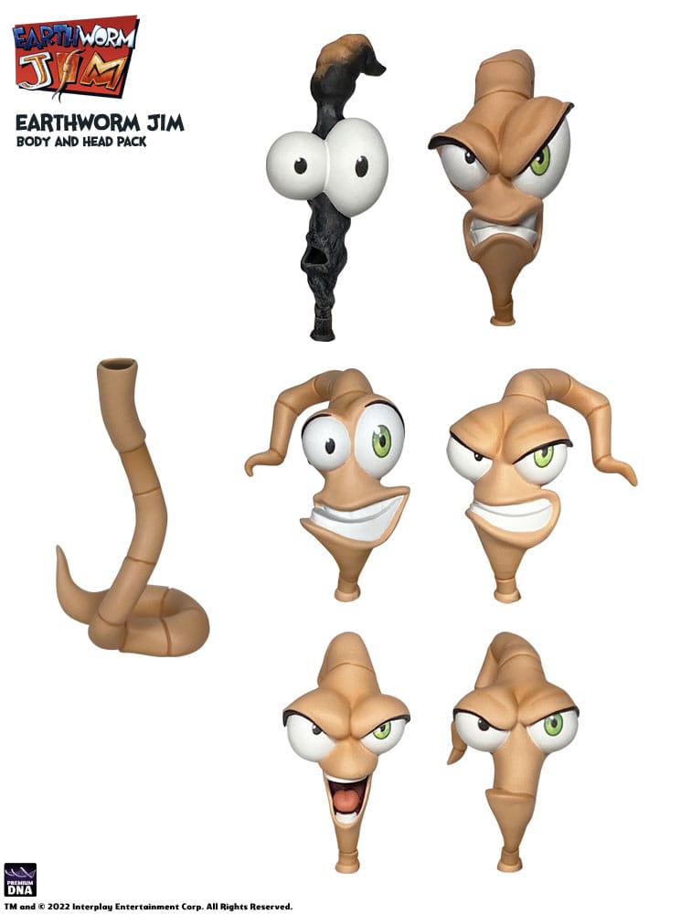 Earthworm Jim Accessory Pack Wave 1: Worm Body & Jim Heads Premium DNA Toys