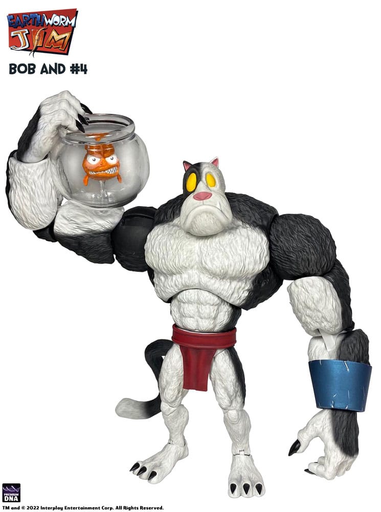 Earthworm Jim Action Figure Wave 1: Bob the Killer Goldfish & #4 15 cm Premium DNA Toys