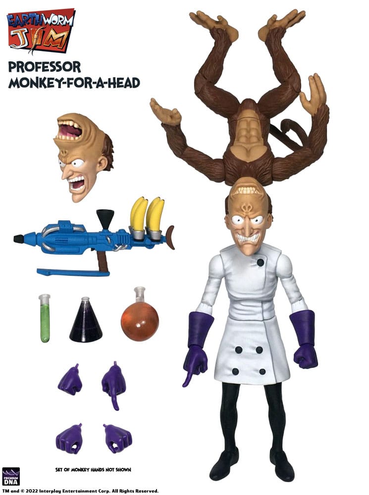 Earthworm Jim Action Figure Wave 1: Professor Monkey-For-A-Head 28 cm Premium DNA Toys