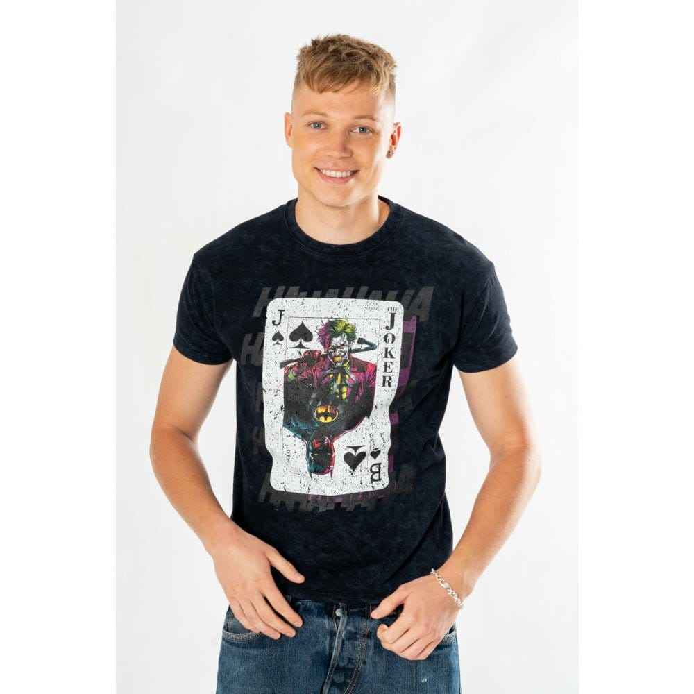 DC Comics T-Shirt The Joker Acid Wash Playing Card Size XL