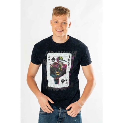 DC Comics T-Shirt The Joker Acid Wash Playing Card Size XL