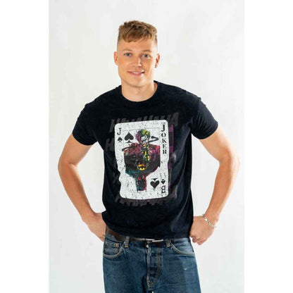 DC Comics T-Shirt The Joker Acid Wash Playing Card Size S