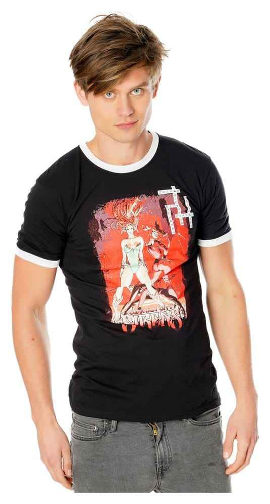 Gotham City Sirens T-Shirt Crossword Black Ringer Size L