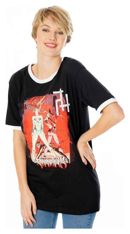 Gotham City Sirens T-Shirt Crossword Black Ringer Size XXL