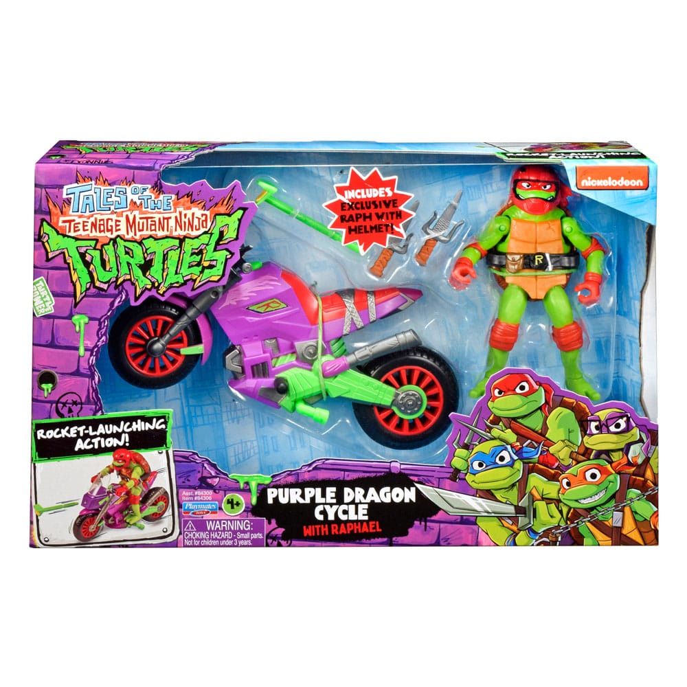 Tales of the Teenage Mutant Ninja Turtles Action Figure with Vehicle Raphael & Purple Dragon 12 cm Playmates