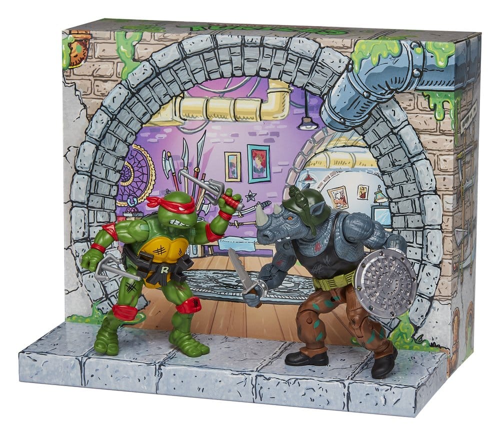 Teenage Mutant Ninja Turtles: Remastered Action Figures Raphael vs. Rocksteady Playmates