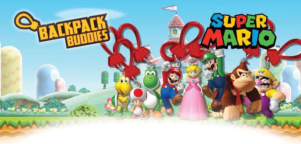 Super Mario Backpack Buddies Mystery Bags Display (24) Keyrings