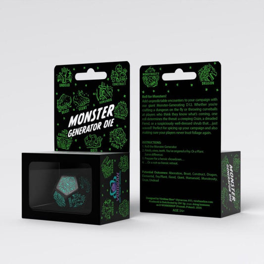 Viridian Jumbo Dice Monster Generator Die D12 Black