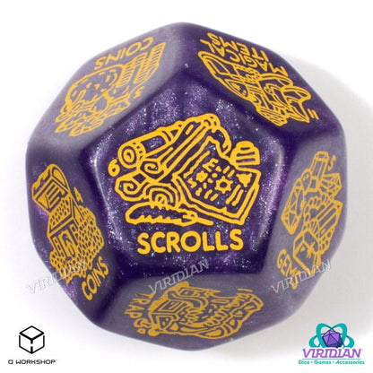 Viridian Jumbo Dice Treasure Generator Die D12 Shimmering Purple