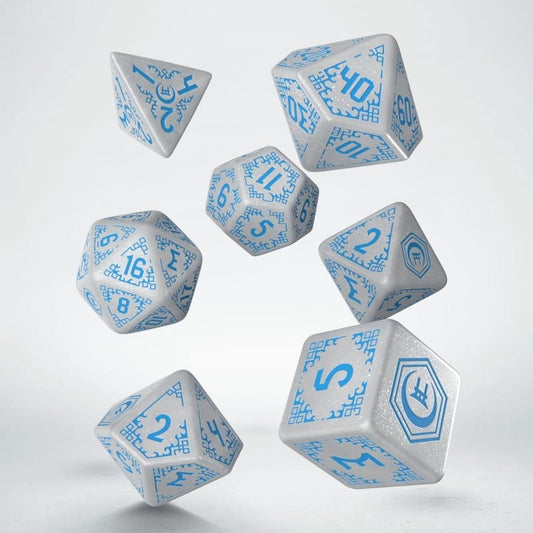 Shadow Scar Dice Set of 7 White & Blue