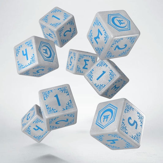 Shadow Scar Dice Set of 8 Essential White & Blue