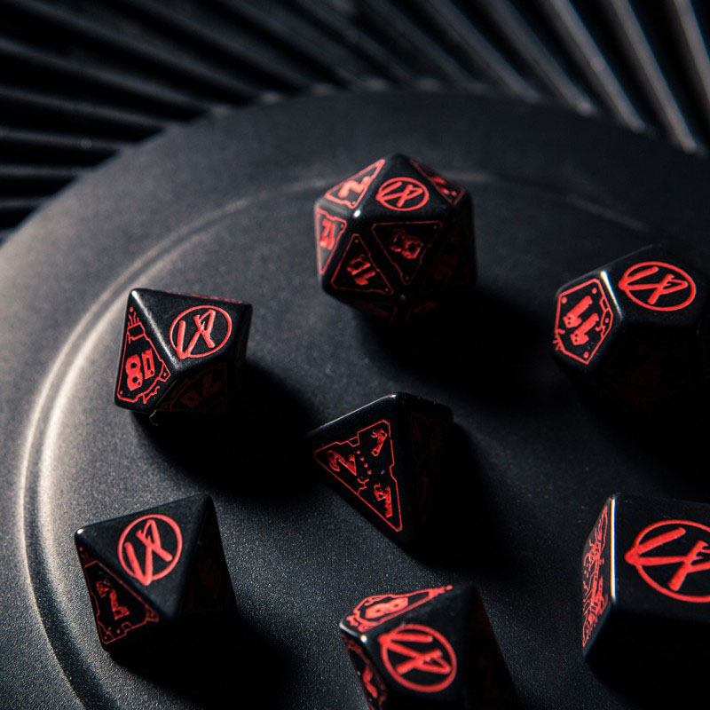 Cyberpunk Edition Dice Set Blood over Chrome (7) Dice