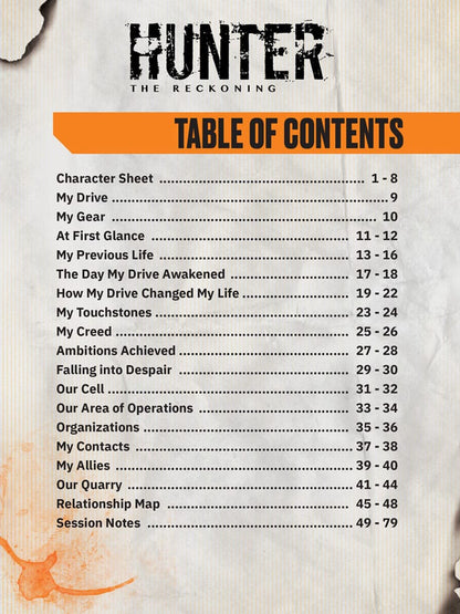 Hunter: The Reckoning 5th Edition RPG Journal Expanded Character Sheet Journal *Englische Version* Renegade