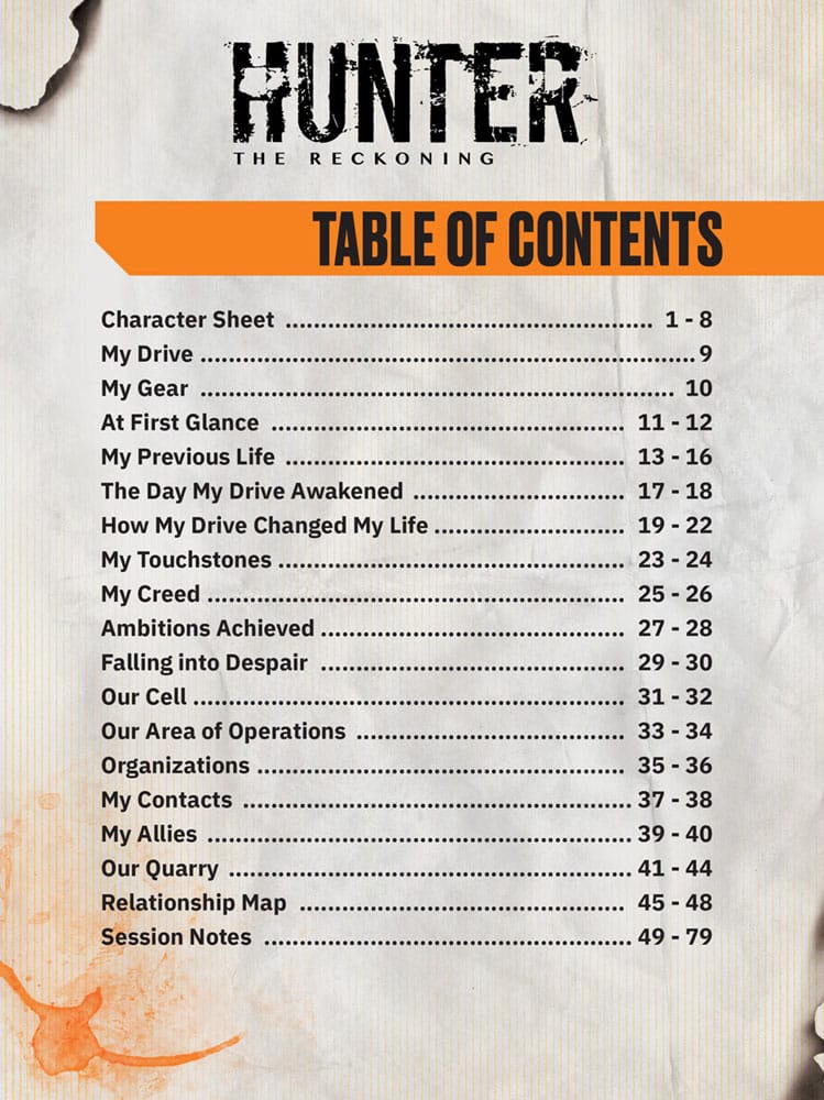Hunter: The Reckoning 5th Edition RPG Journal Expanded Character Sheet Journal *Englische Version* Renegade
