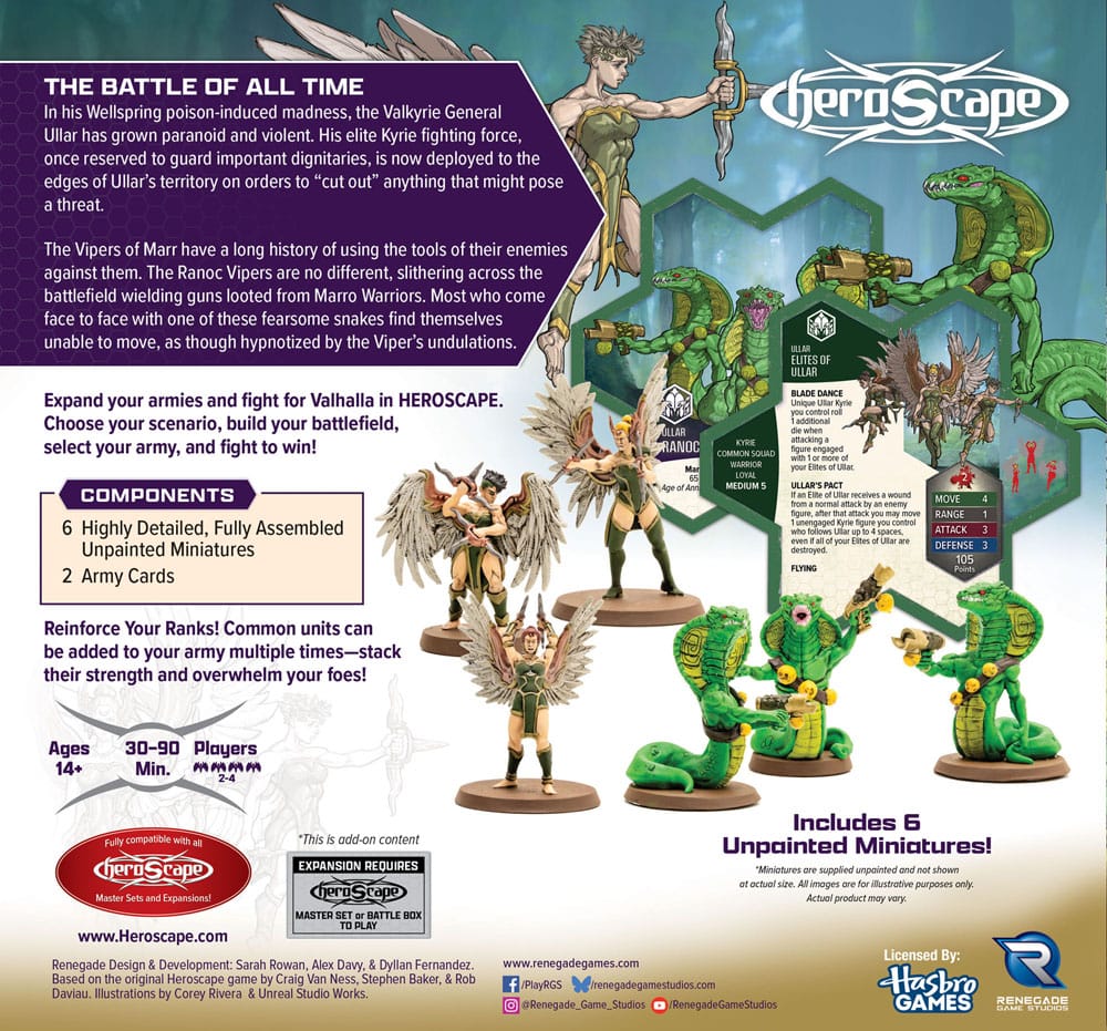 Heroscape Army Expansion Age of Annihilation Elites of Ullar & Ranoc Vipers (Common) *English Version* Renegade