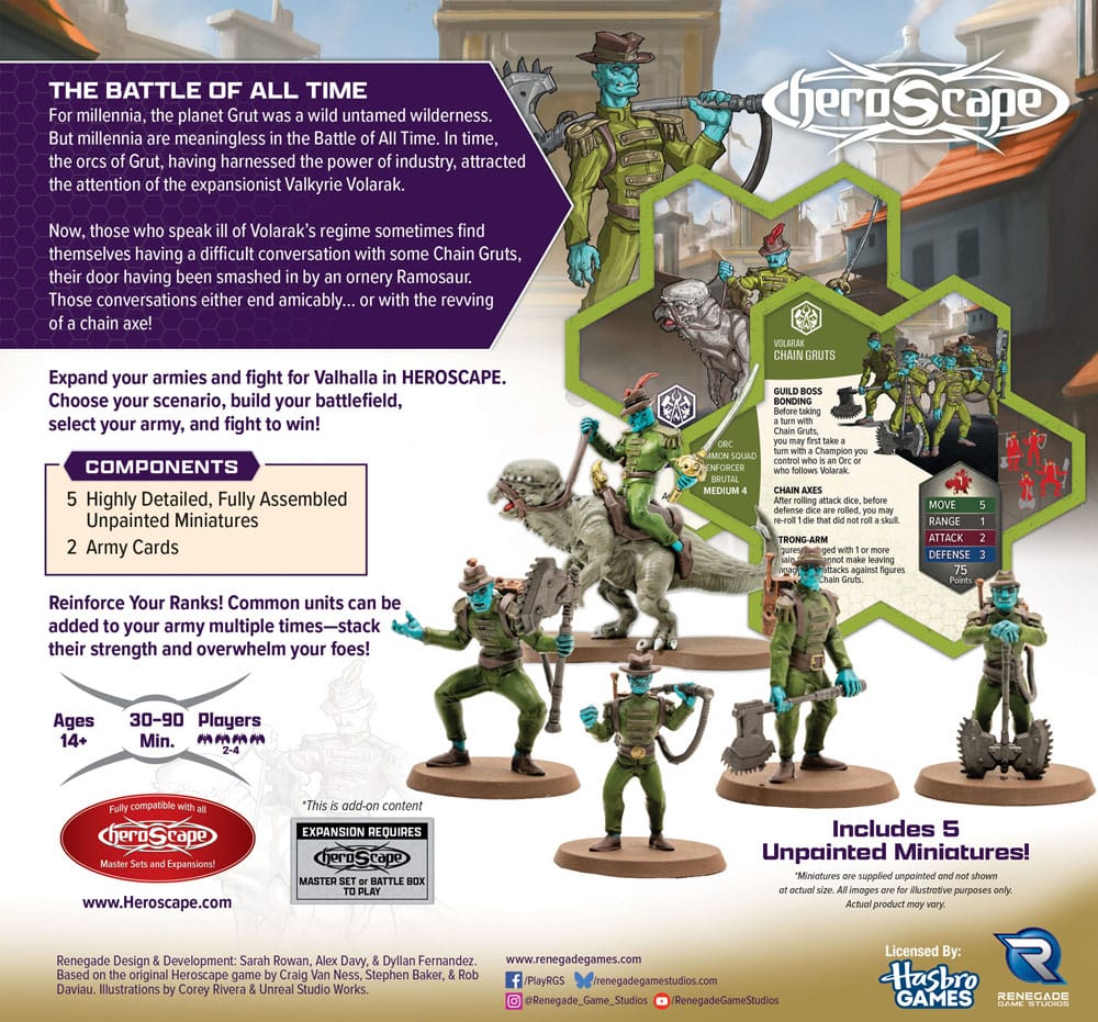 Heroscape Army Expansion Age of Annihilation Chain Gruts & Ramosaur Rider (Common) *English Version* Renegade