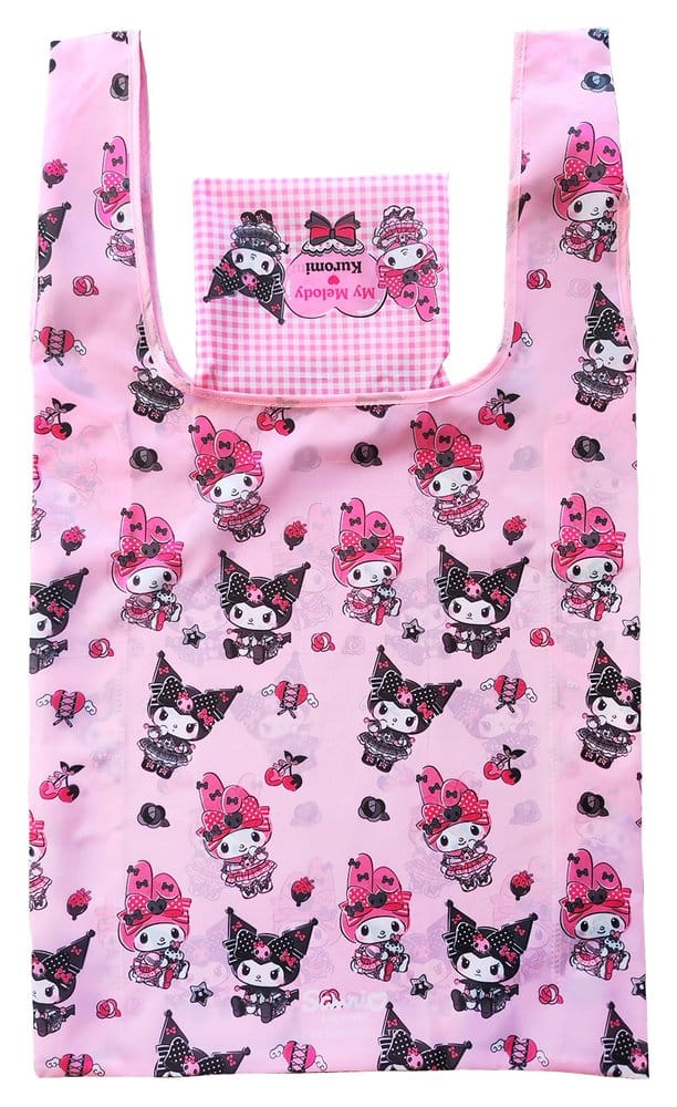 Sanrio Pink Black Party Series Tote Bag Kuromi & My Melody Foldable Sakami Merchandise